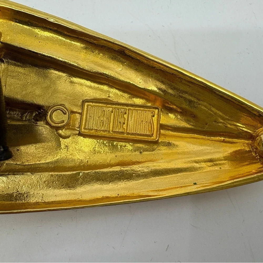 Vintage 1980's ROBERT LEE MORRIS Gold buckle belt size Large